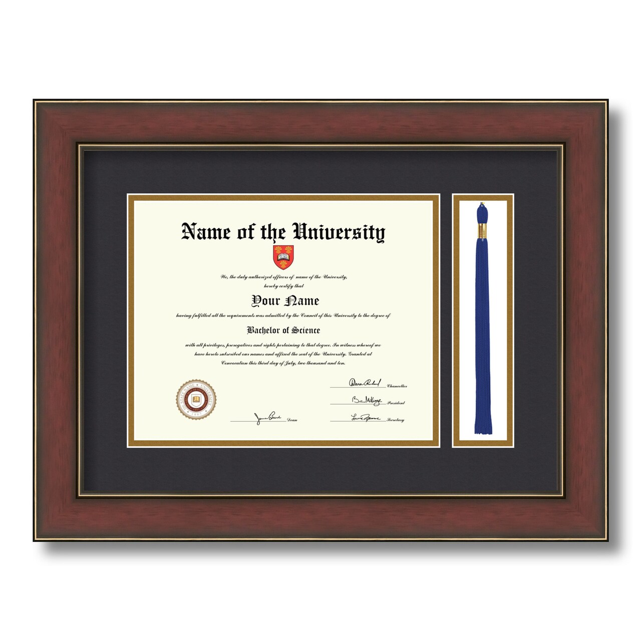 ArtToFrames 8x10 inch Diploma Frame with Tassel Opening - Framed with Black and Gold Mats, Comes with Regular Glass and Sawtooth Hanger for Wall Hanging (DT-8x10)